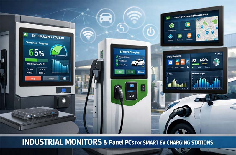 Smart Charging Station Solution Powered by Industrial Monitors, Panel PCs, and Industrial Computers