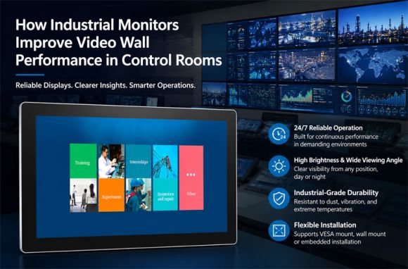 How Industrial Monitors Improve Video Wall Performance in Control Rooms